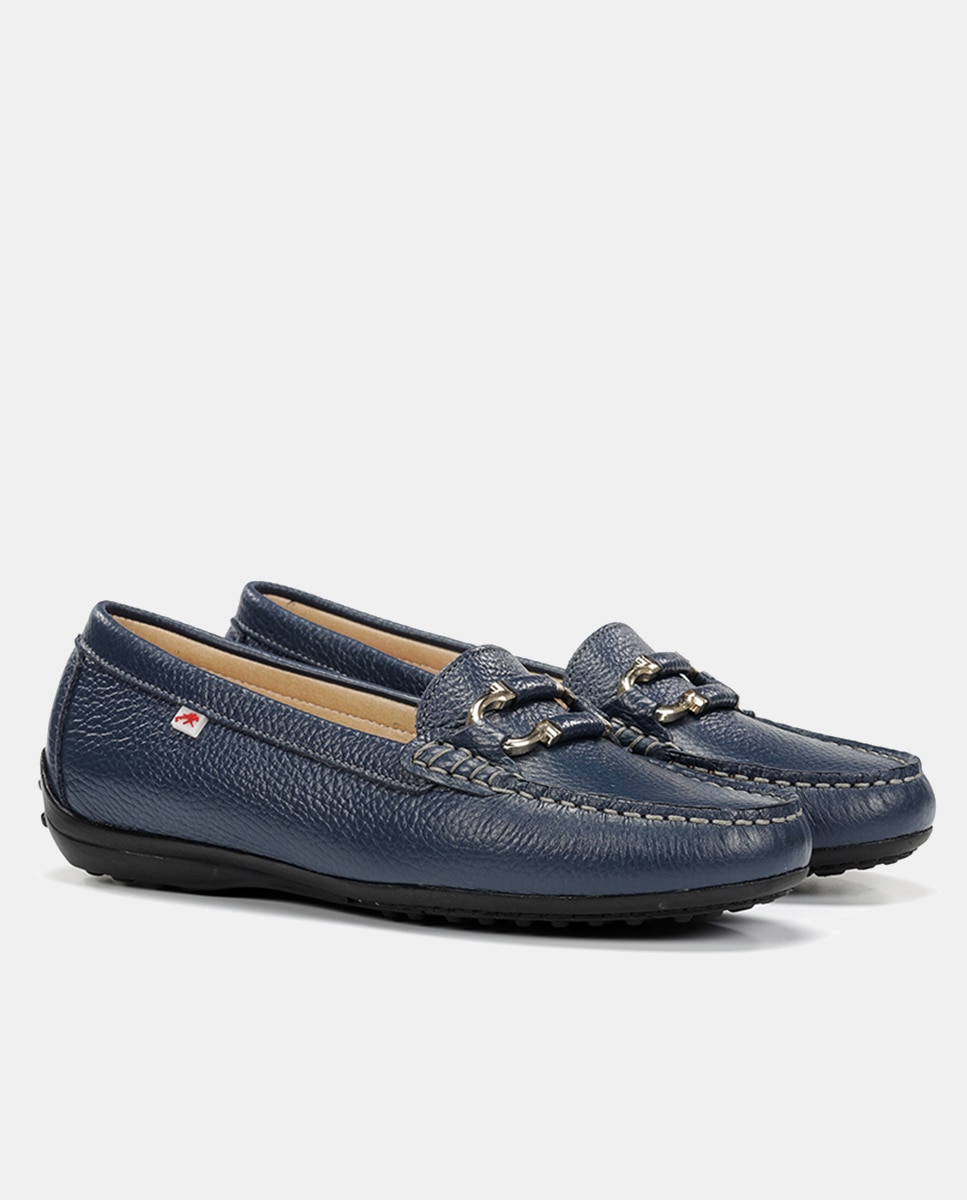 Imagen 2 de Mocasín de mujer en piel con adorno - Fluchos - Azul marino Azul marino