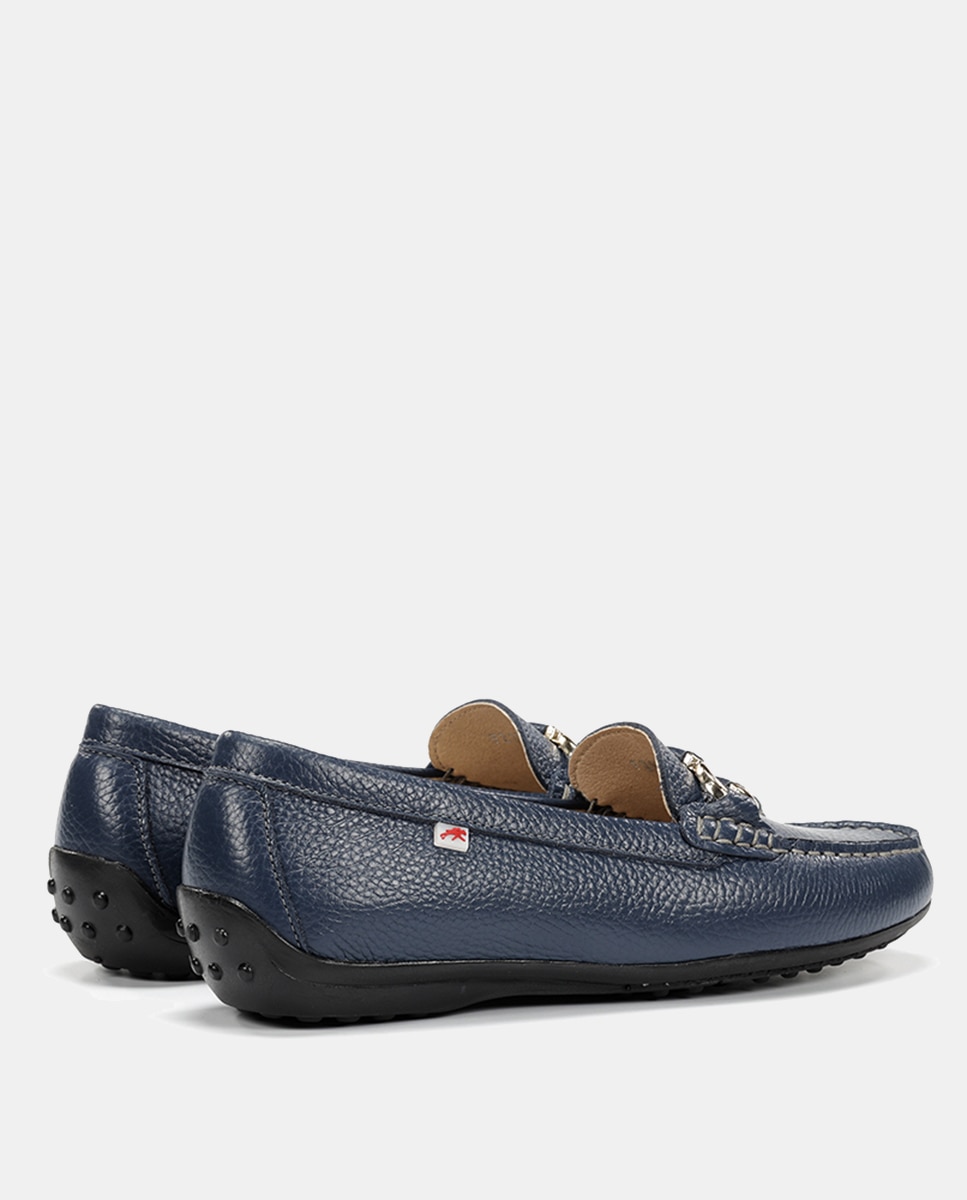 Imagen 3 de Mocasín de mujer en piel con adorno - Fluchos - Azul marino Azul marino