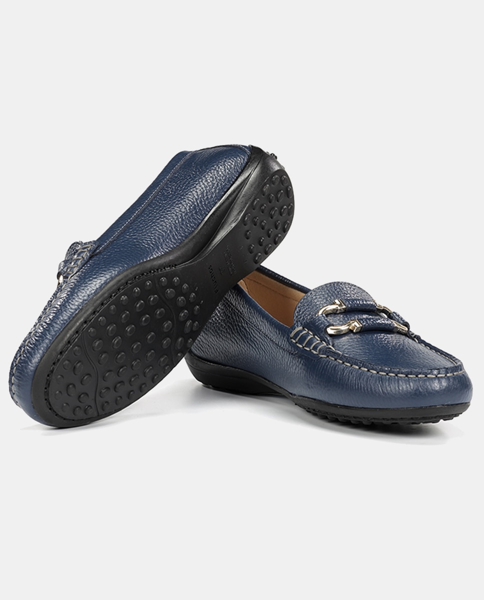 Imagen 4 de Mocasín de mujer en piel con adorno - Fluchos - Azul marino Azul marino