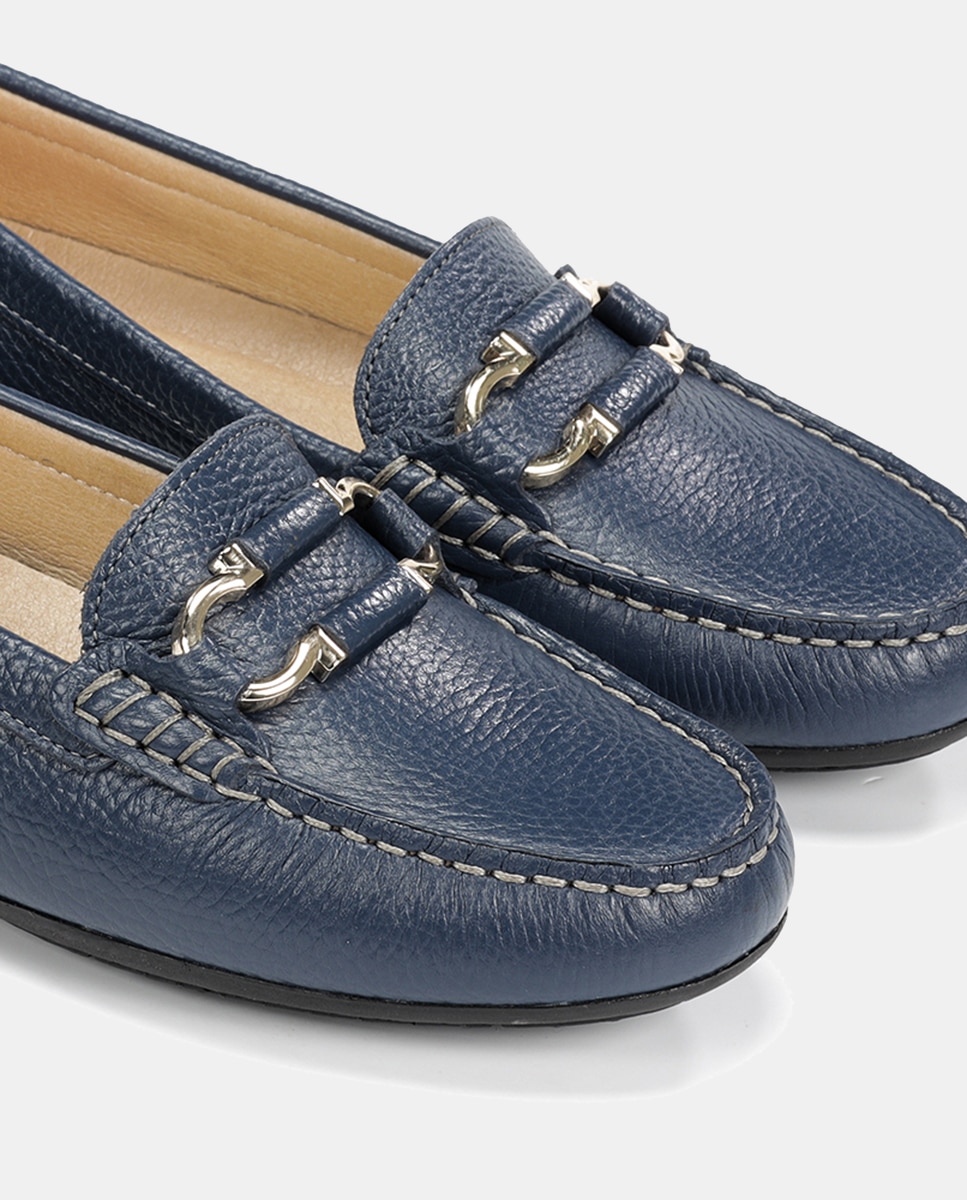 Imagen 6 de Mocasín de mujer en piel con adorno - Fluchos - Azul marino Azul marino