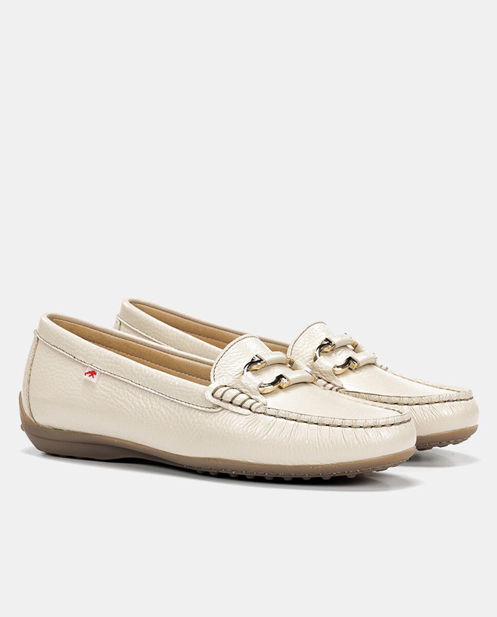 Imagen 2 de Mocasín de mujer en piel con adorno - Fluchos - Natural Natural