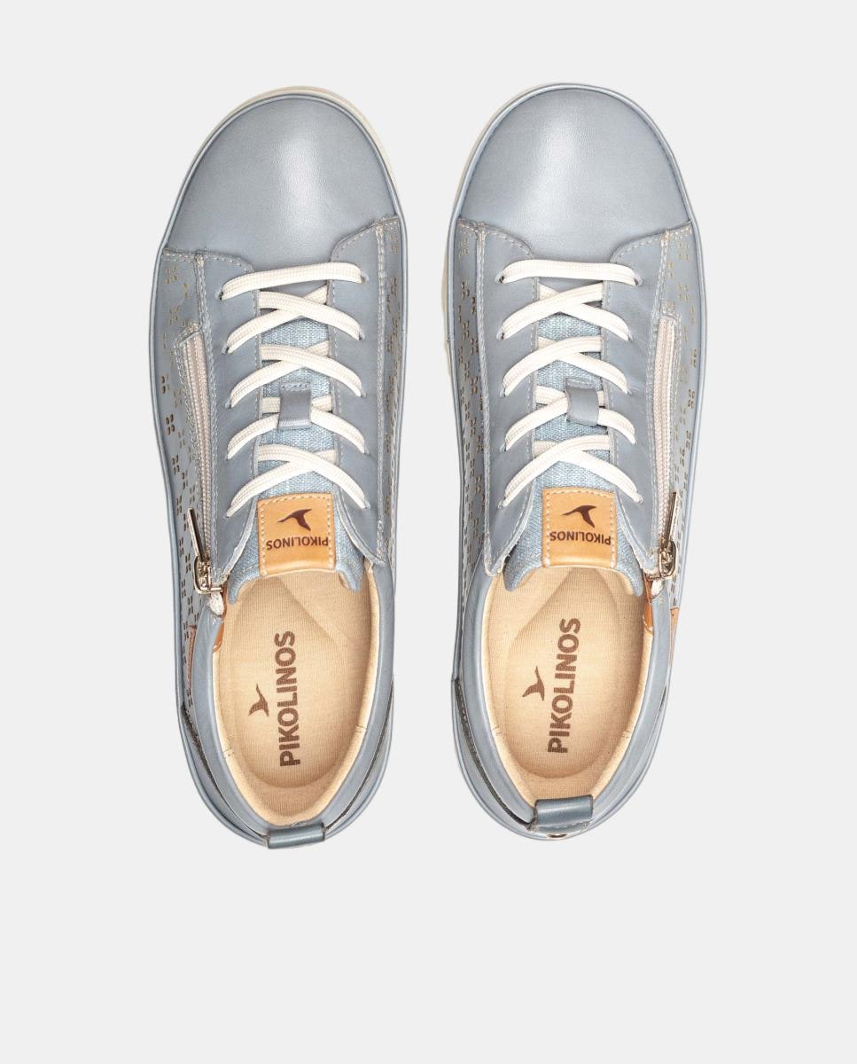 Sapatilhas em Pele Azul-claro-4