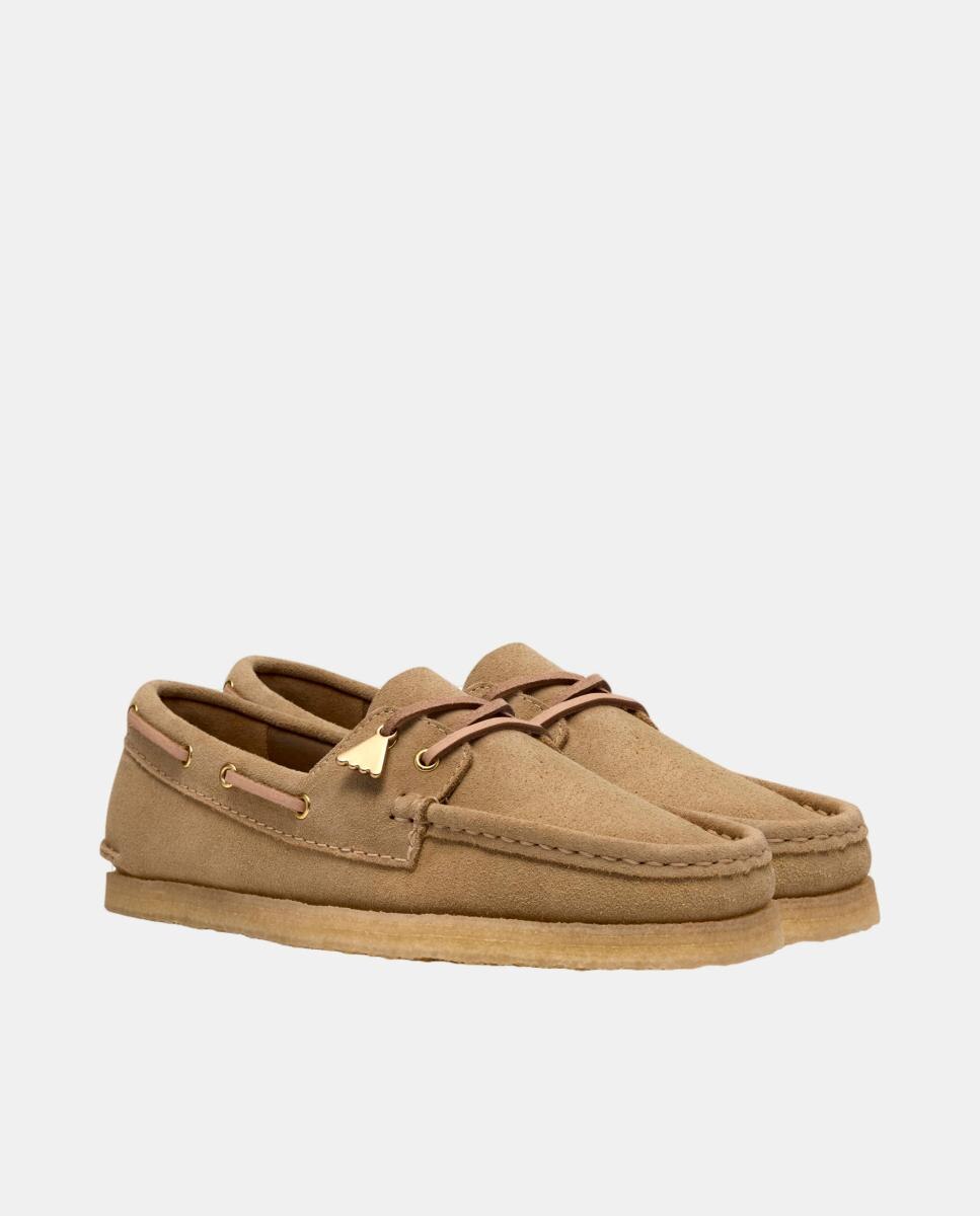 Sapatos em Camurça com Sola de Crepe - Godney Boat Maple Castanho Suave-3
