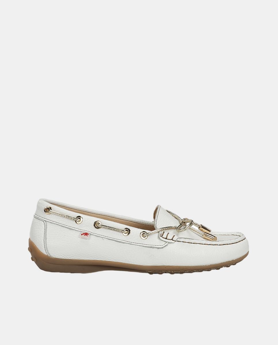 Fluchos - Mocasin de mujer en piel con adorno de lazo.