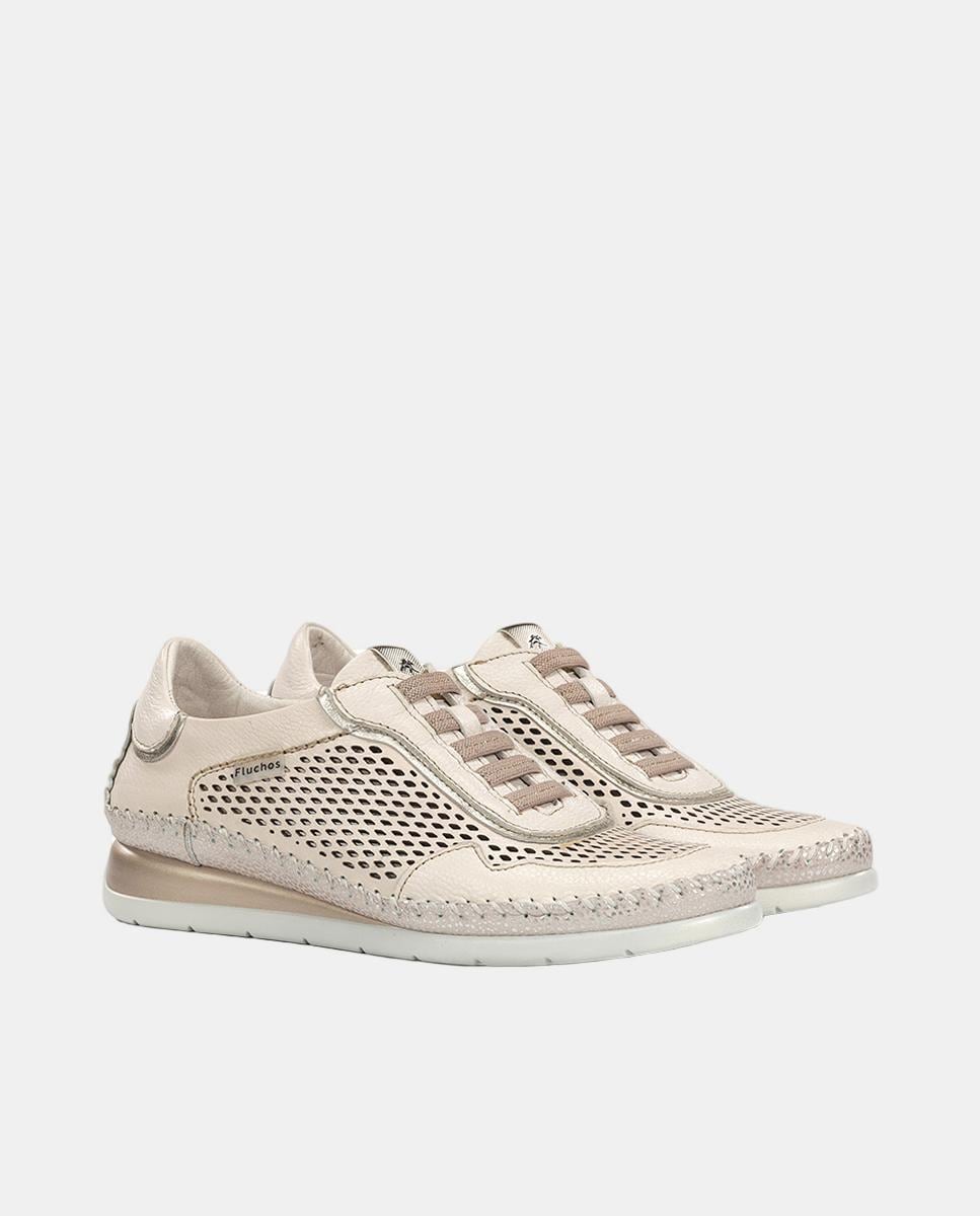 Sapatos em Pele Perfurados Natural-2