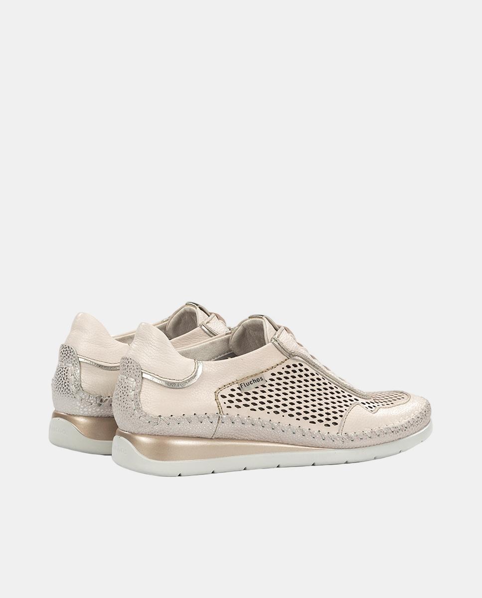 Sapatos em Pele Perfurados Natural-3