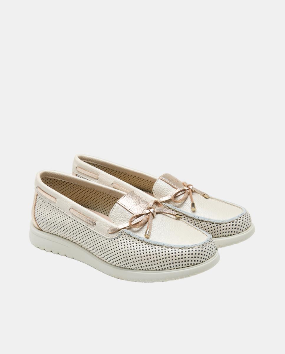 Mocasín tipo pasacintas en piel color lino - 24HRS - Beige Beige-2