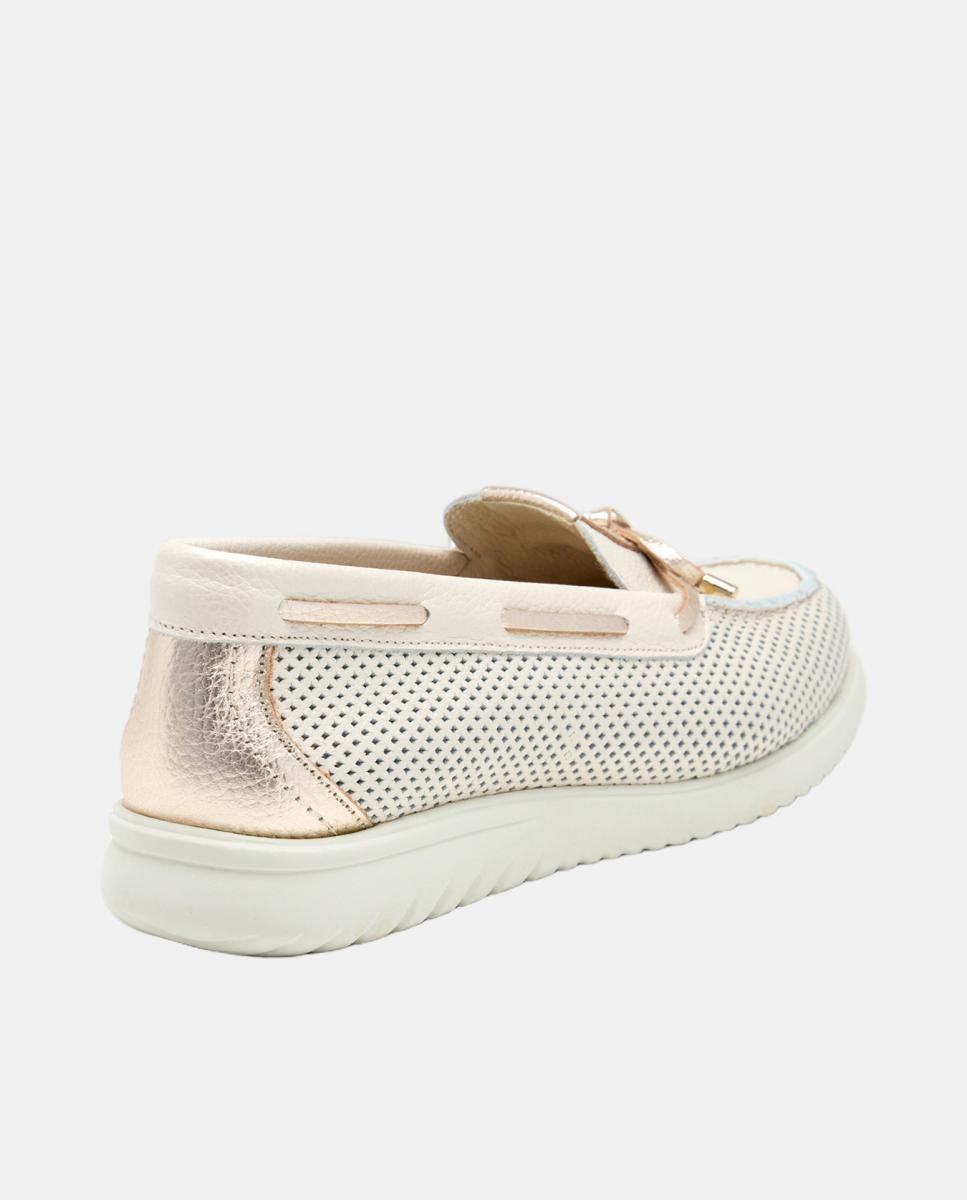 Mocasín tipo pasacintas en piel color lino - 24HRS - Beige Beige-4