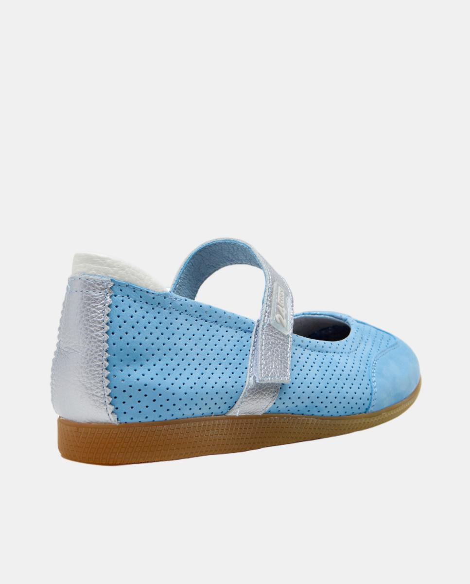 Sapatos de Presilha em Nobuck com Furos - Nude Denim-4