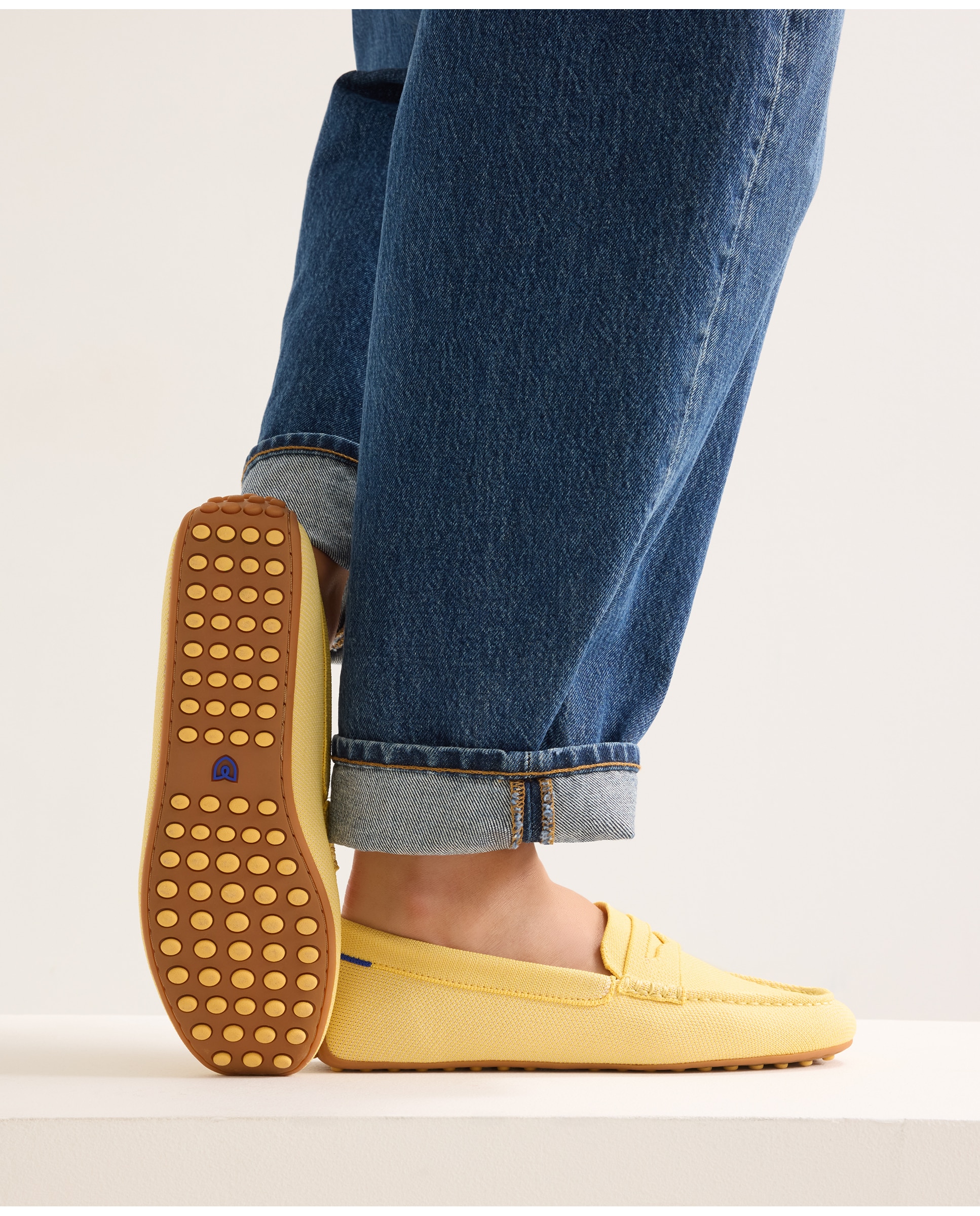 Mocassins com Biqueira Quadrada Amarelo-7