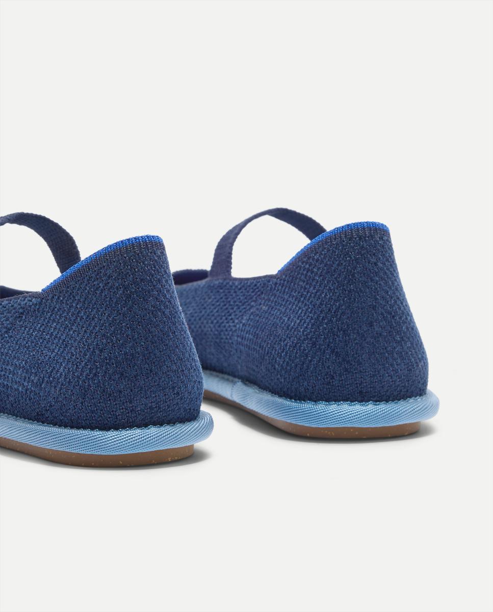 Sapatos de Presilha com Tira Elástica e Tecido Flexível Azul-3