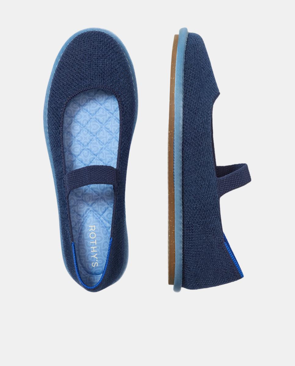 Sapatos de Presilha com Tira Elástica e Tecido Flexível Azul-7