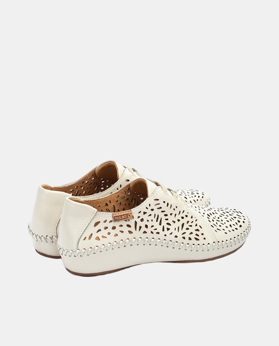 Imagen 3 de Zapatos planos de mujer de piel con cordones elásticos - Pikolinos - Blanco Blanco