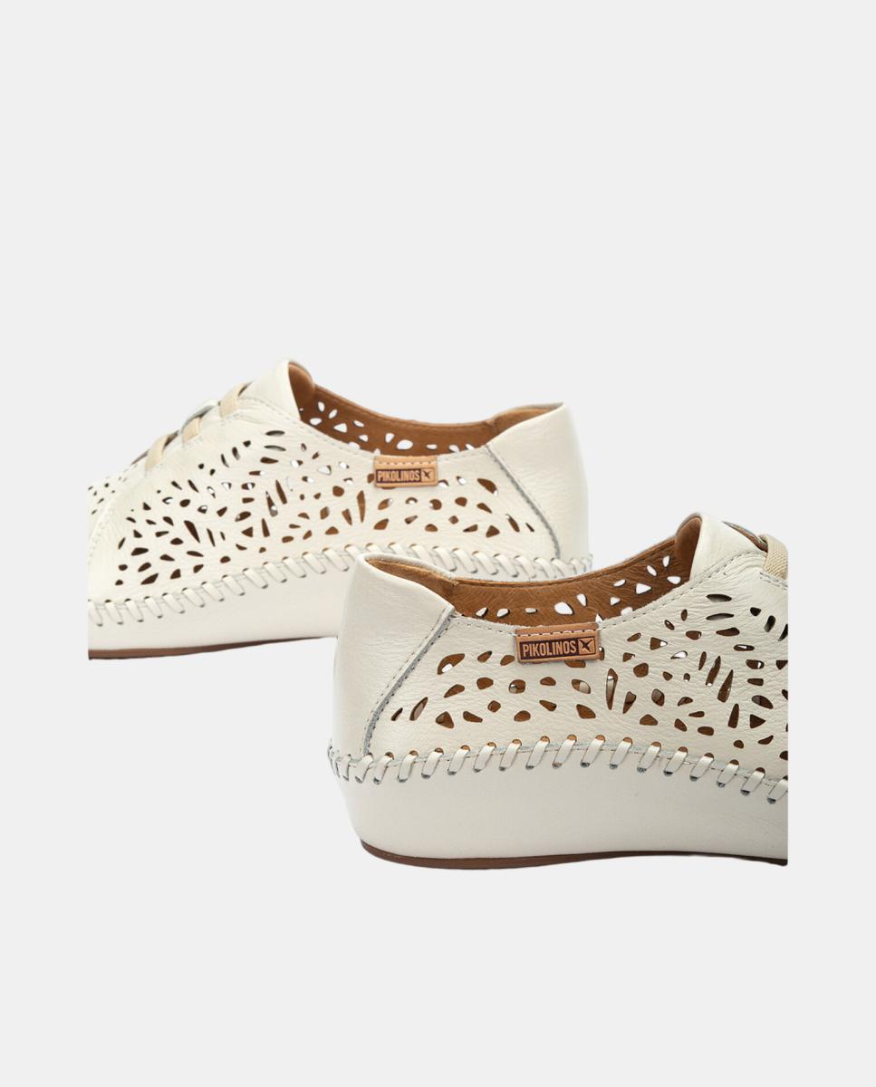 Imagen 4 de Zapatos planos de mujer de piel con cordones elásticos - Pikolinos - Blanco Blanco
