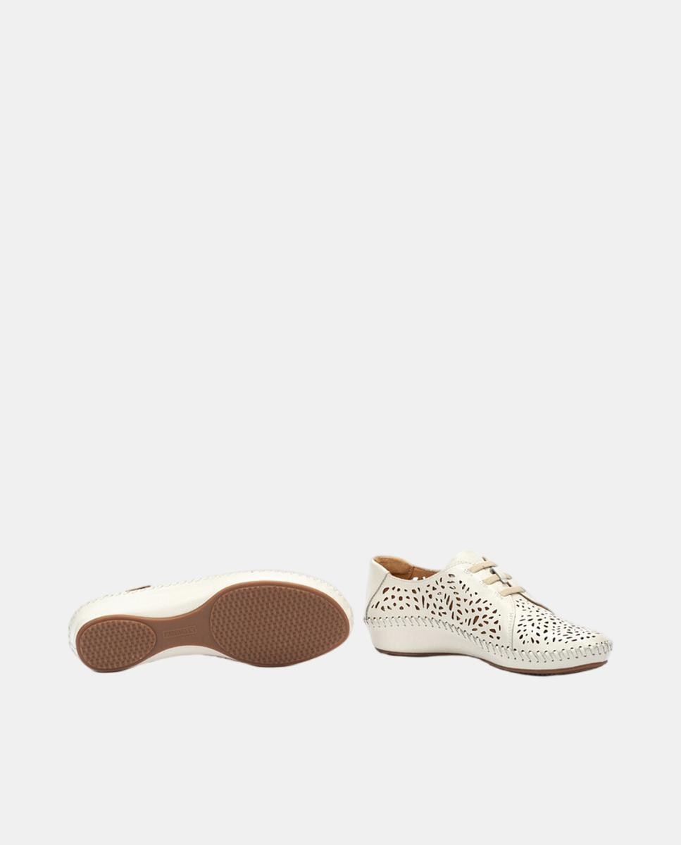 Imagen 5 de Zapatos planos de mujer de piel con cordones elásticos - Pikolinos - Blanco Blanco