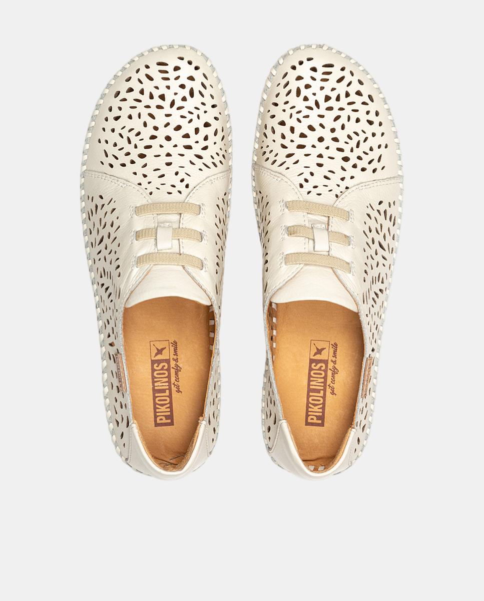 Imagen 6 de Zapatos planos de mujer de piel con cordones elásticos - Pikolinos - Blanco Blanco