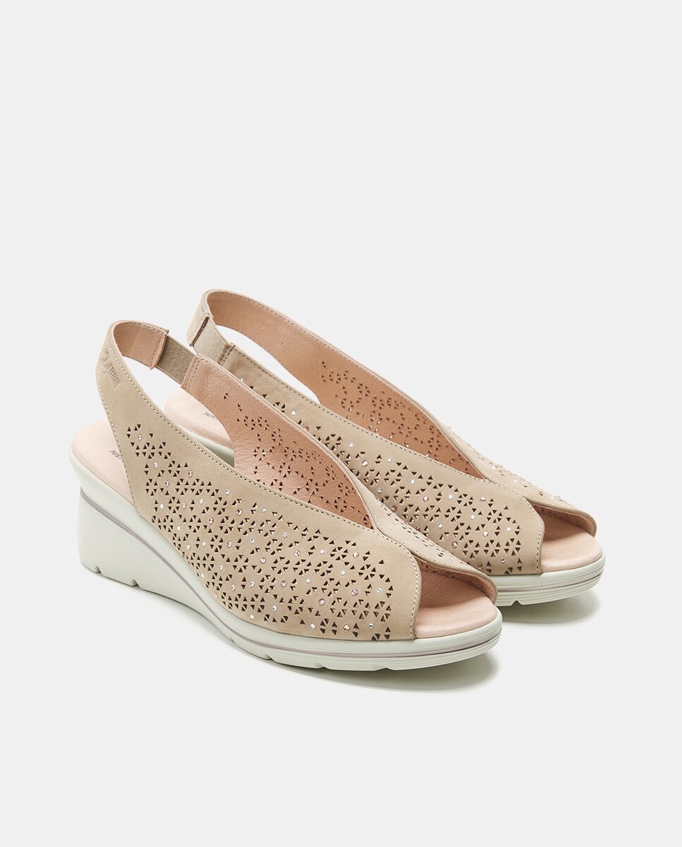 Zapato tipo pee-toe en color arena con cristales - 24HRS - Natural Natural-2
