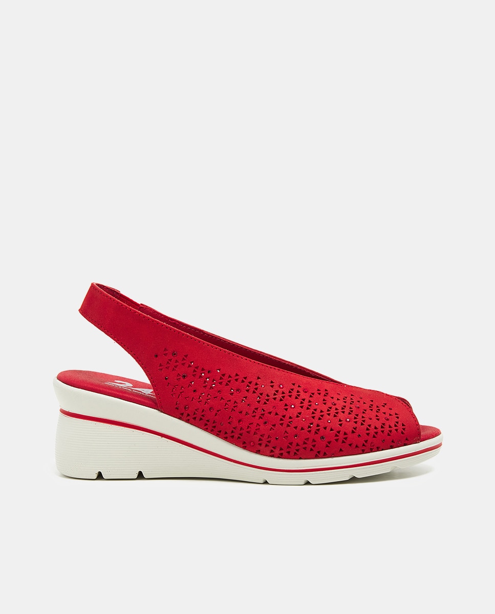 Imagem 0 de Sapatos Tipo Pee-Toe com Cristais - Cor de Areia