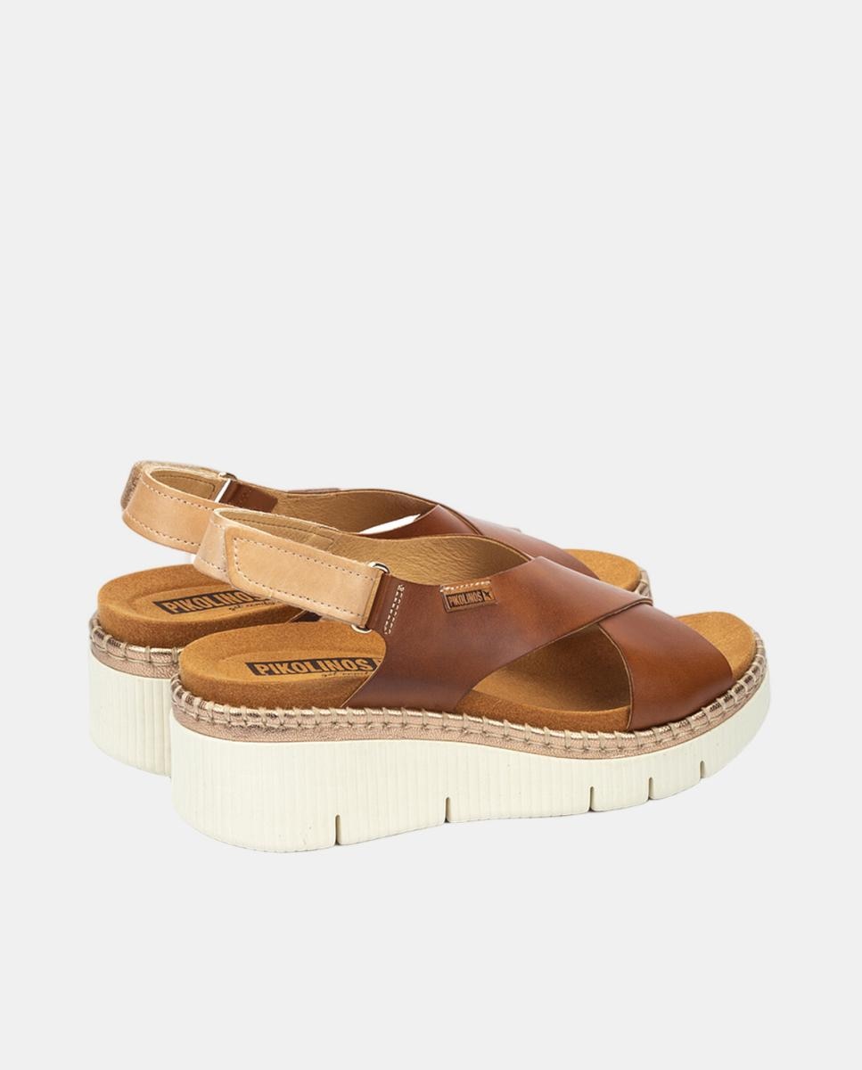 Sandálias em Pele com Cunha Castanho-3