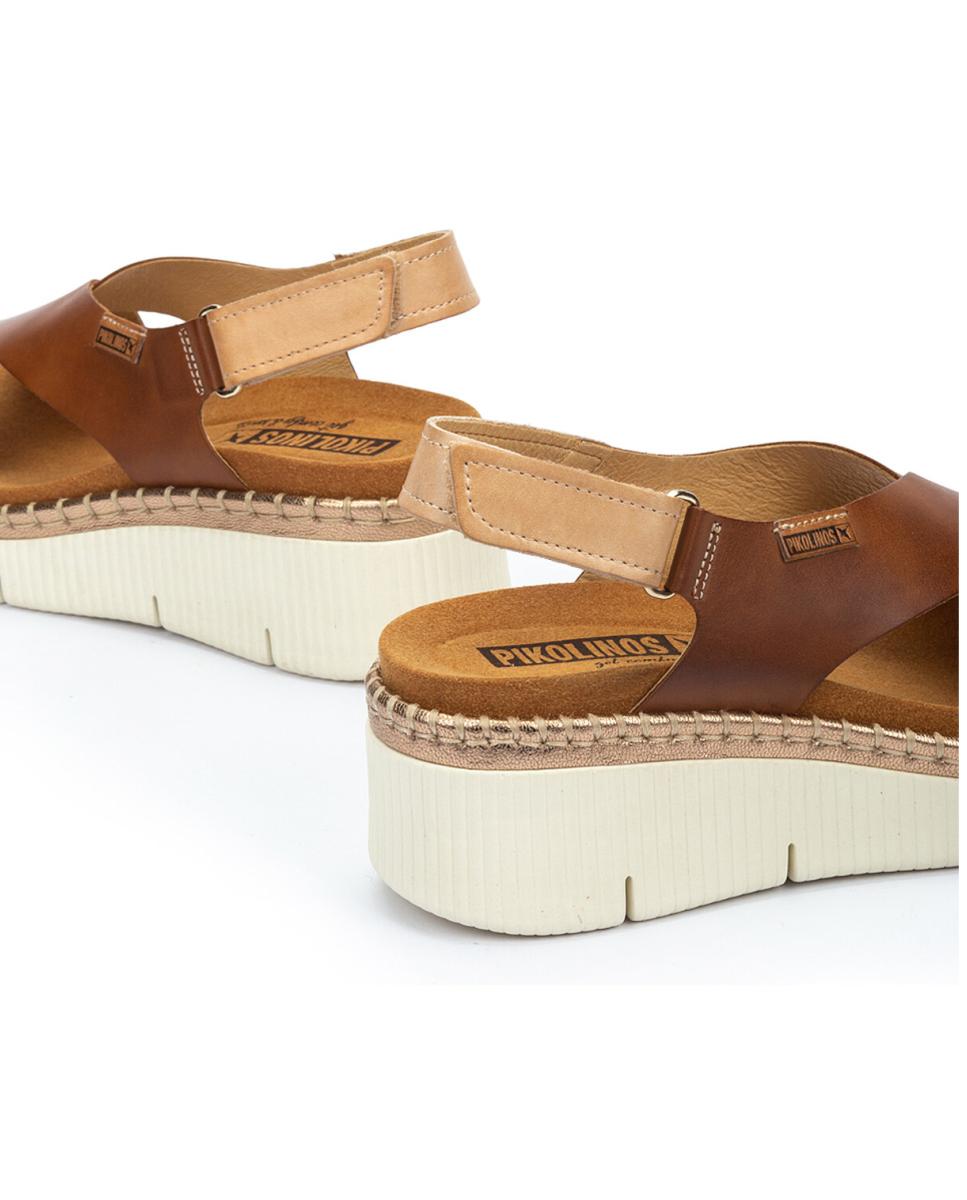 Sandálias em Pele com Cunha Castanho-4