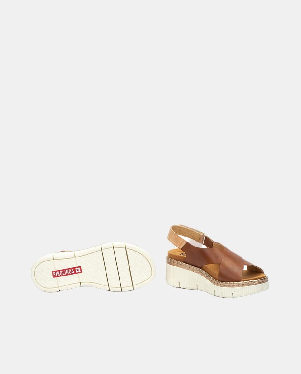 Sandálias em Pele com Cunha Castanho-5