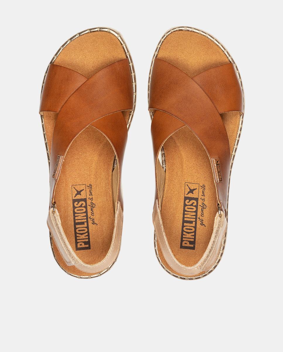 Sandálias em Pele com Cunha Castanho-6