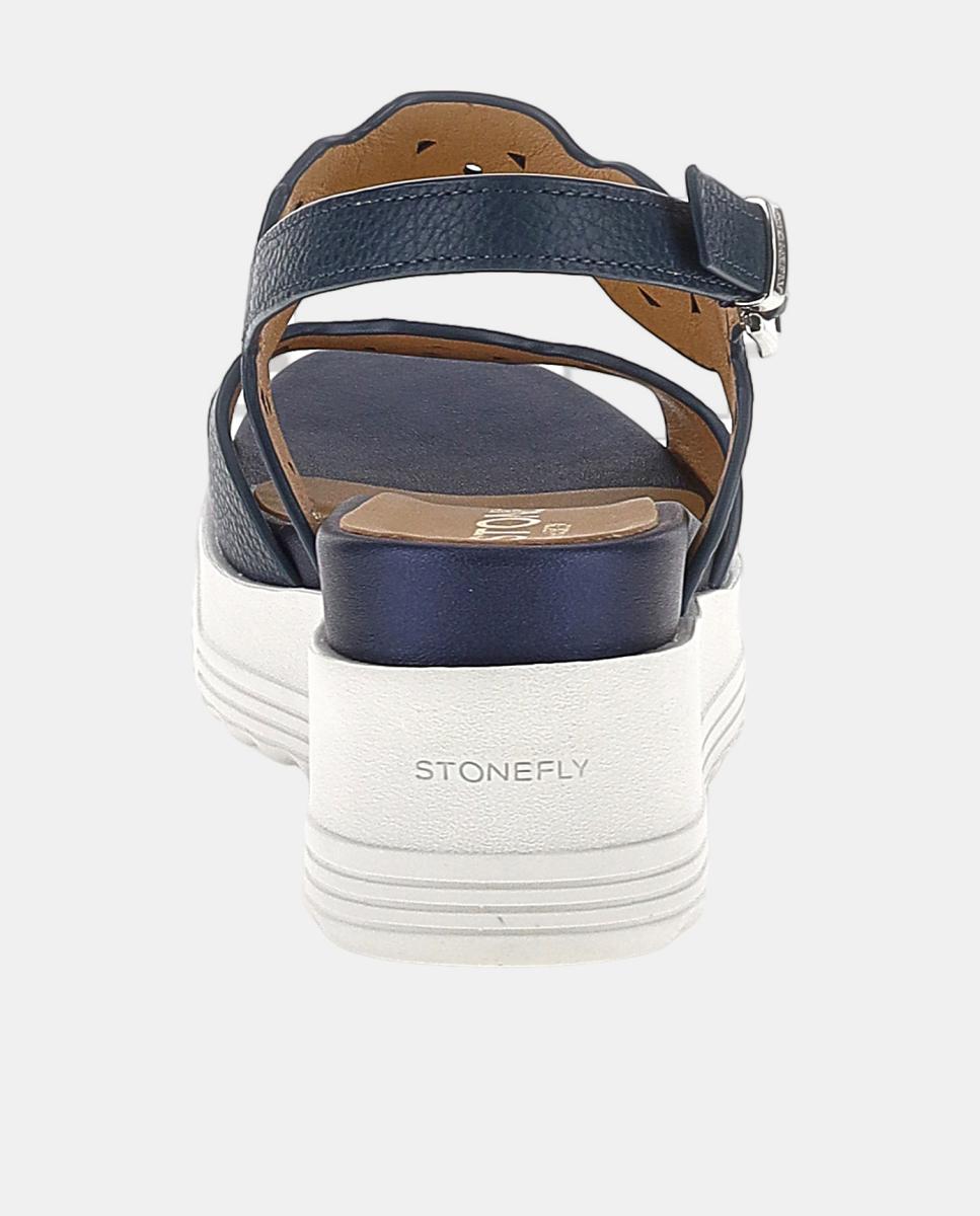 Sandálias com Fivela e Efeito Perfurado Azul-5