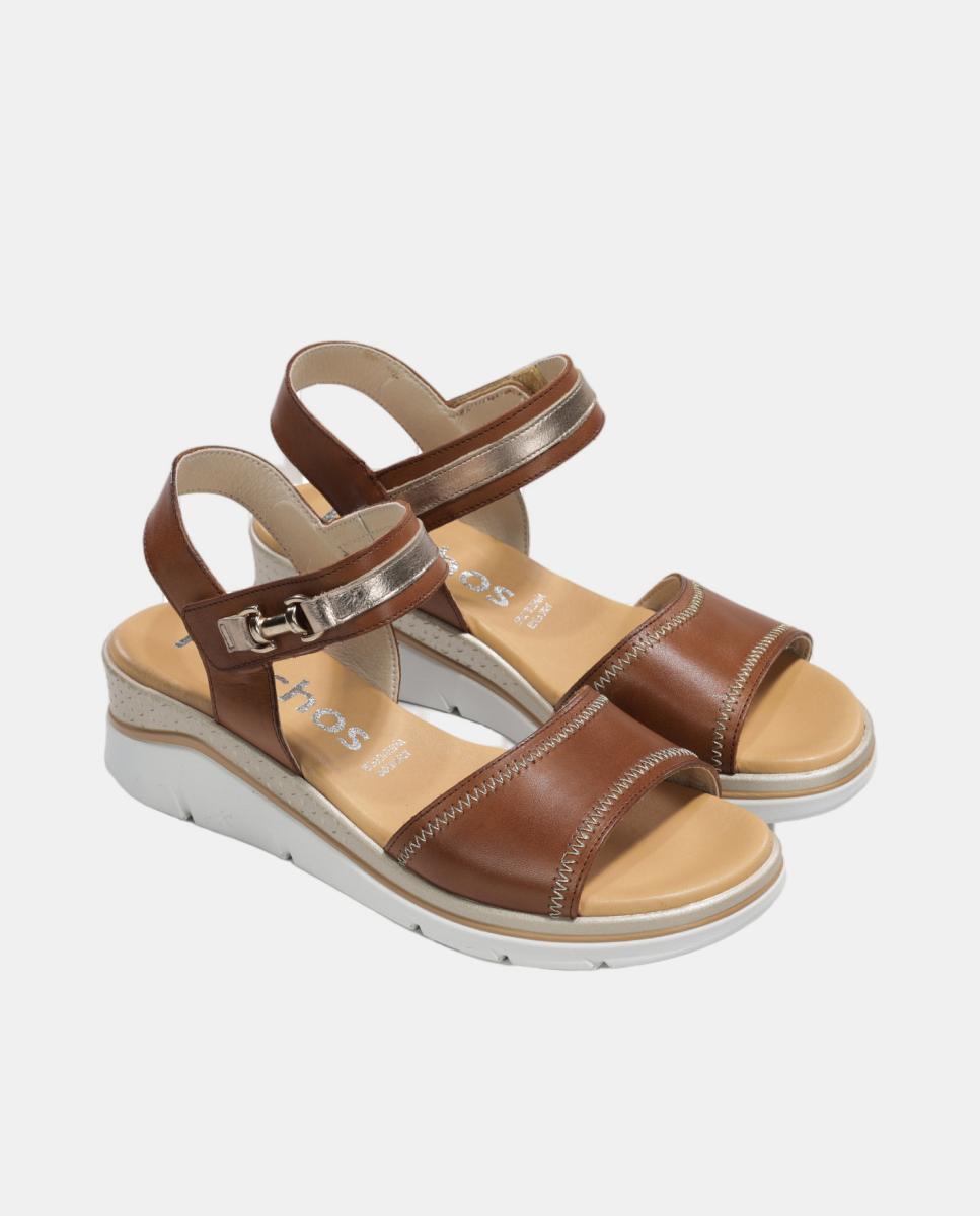 Sandálias em Pele com Fecho de Velcro Couro-4