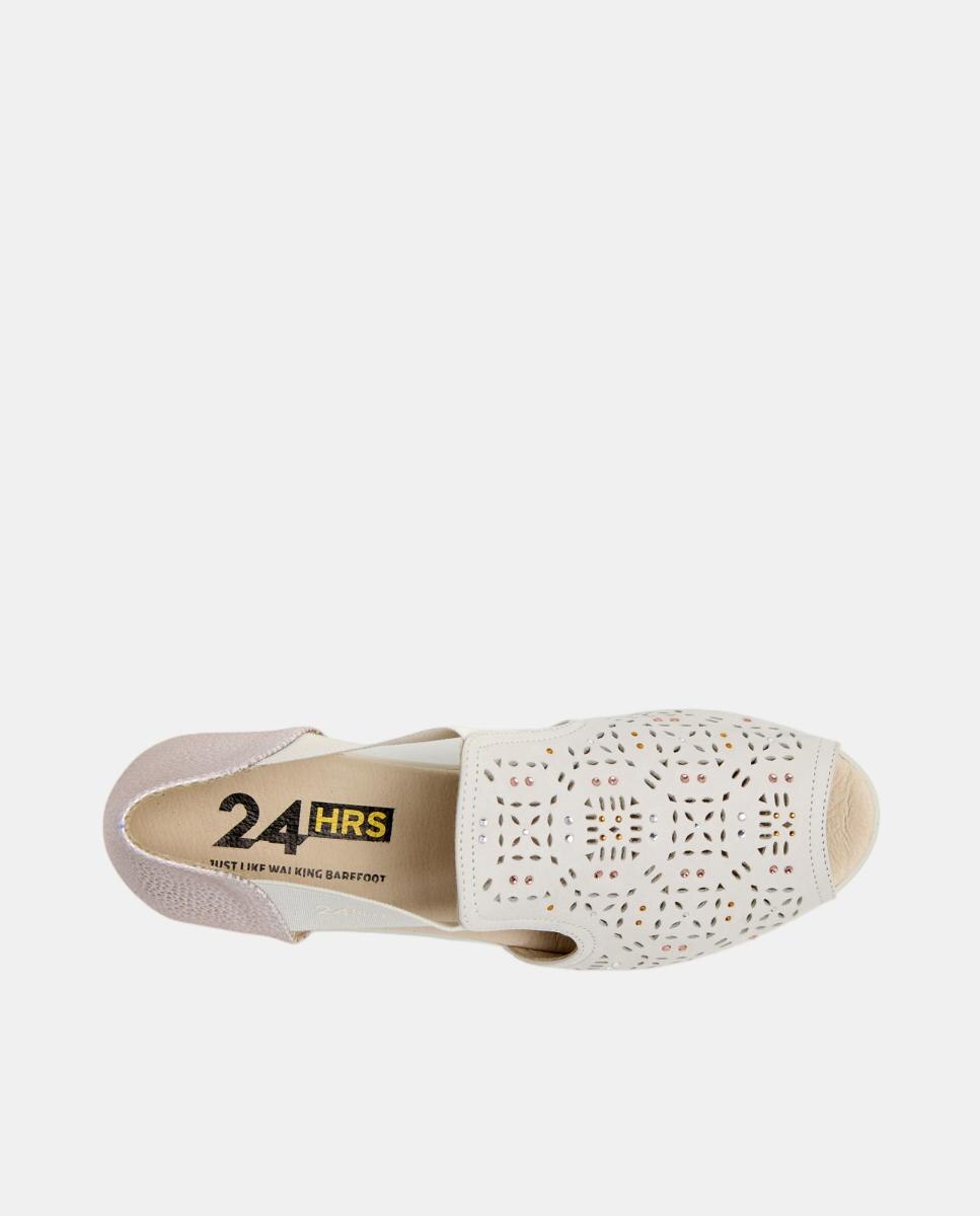 Cangrejera de cuña en nobuck beig - 24HRS - Blanco Blanco-3