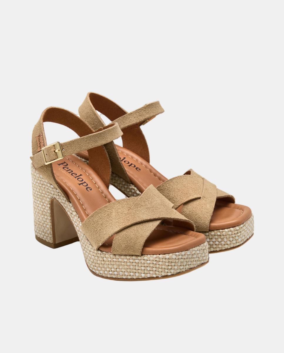 Sandália com prateadaforma Taupe-3