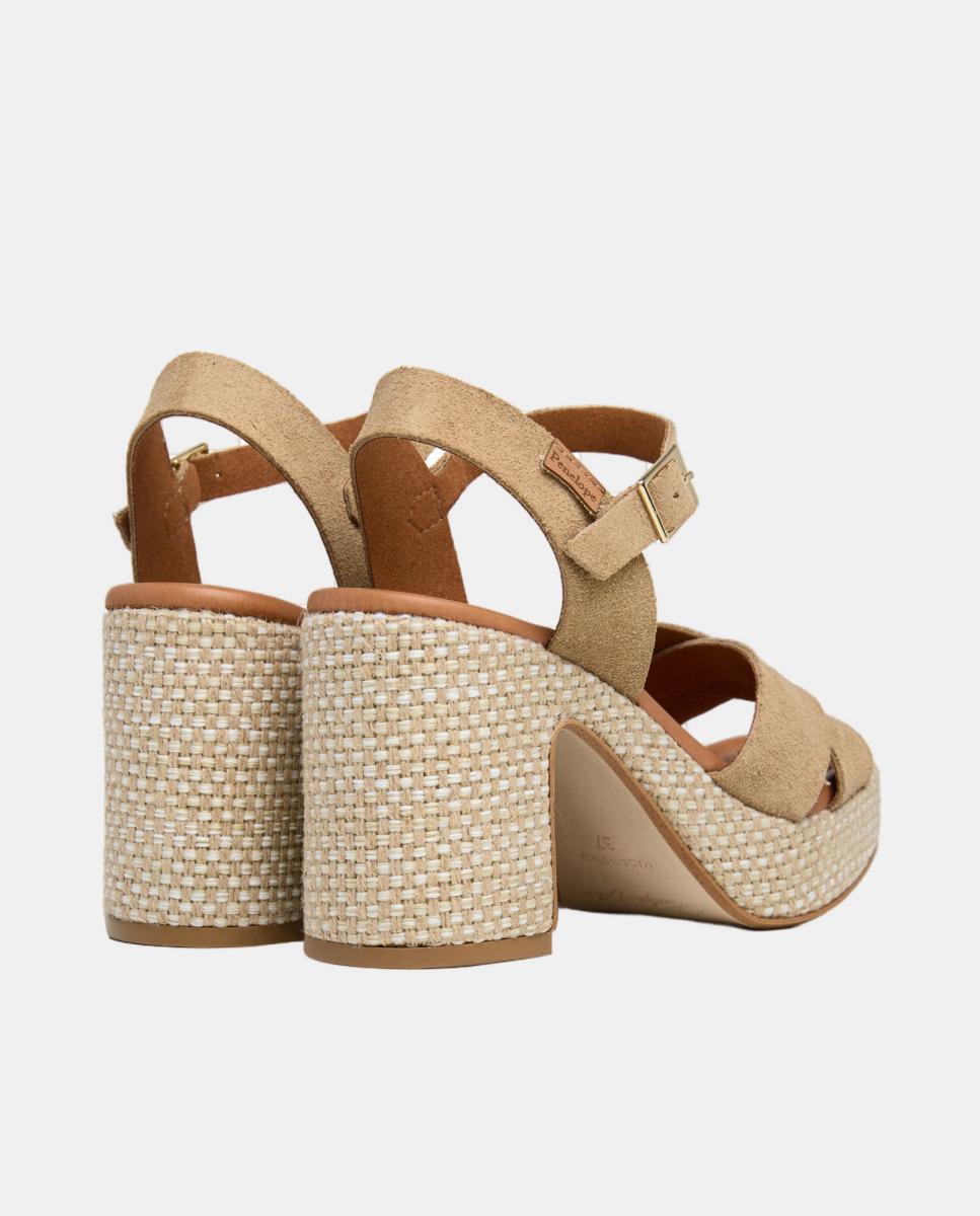 Sandália com prateadaforma Taupe-5