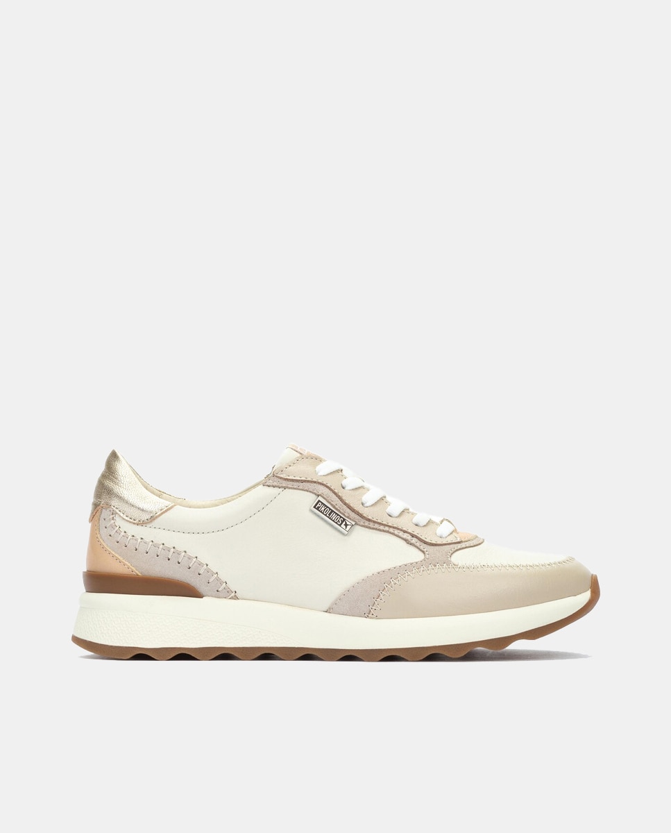 Pikolinos - Zapatillas de piel de mujer de piel en color Crema.