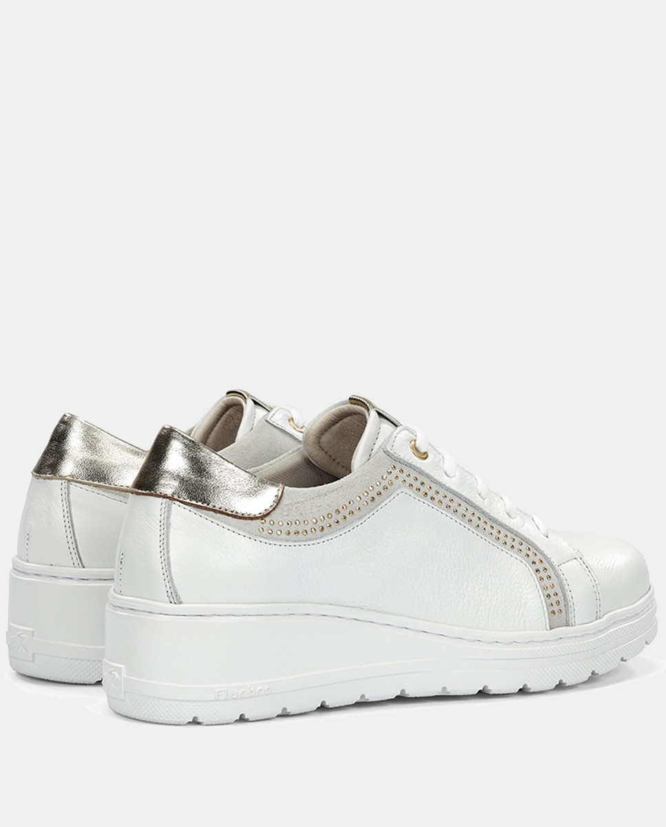 Sapatilhas em Pele com Atacadores Branco-3
