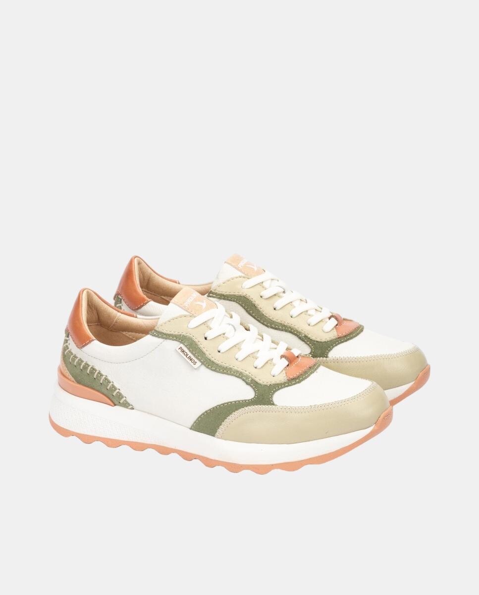 Sapatilhas em Pele - Creme Verde-claro-2