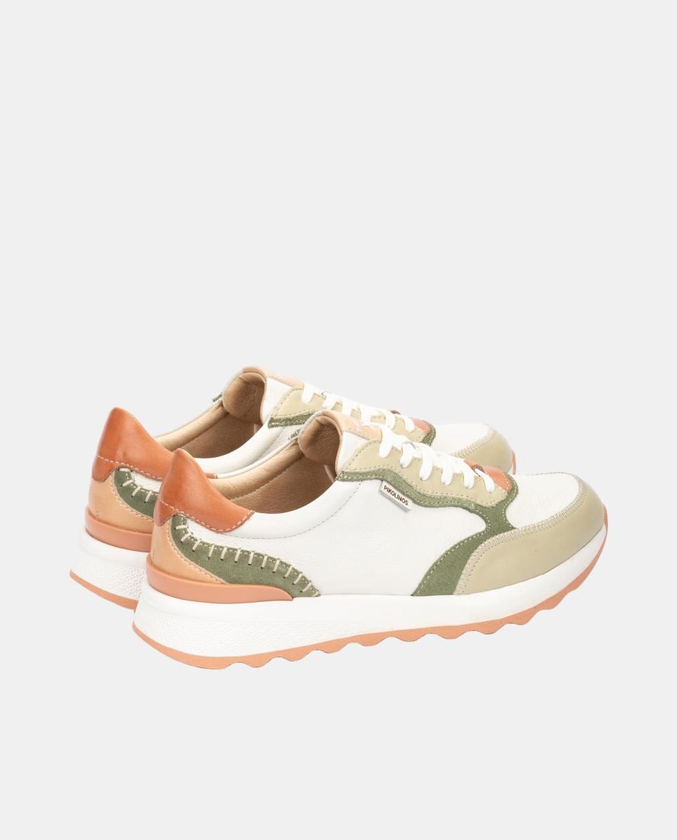 Sapatilhas em Pele - Creme Verde-claro-3