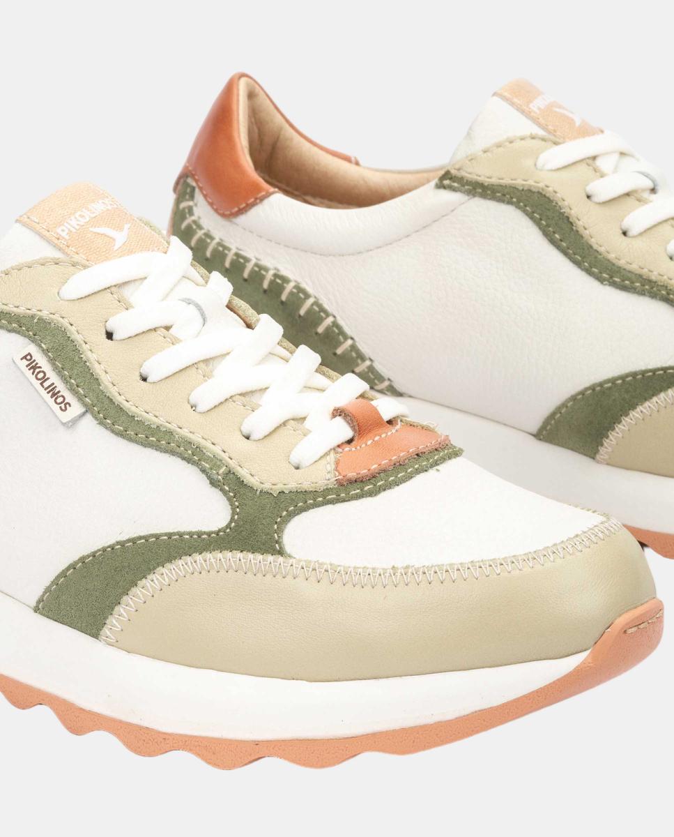 Sapatilhas em Pele - Creme Verde-claro-4