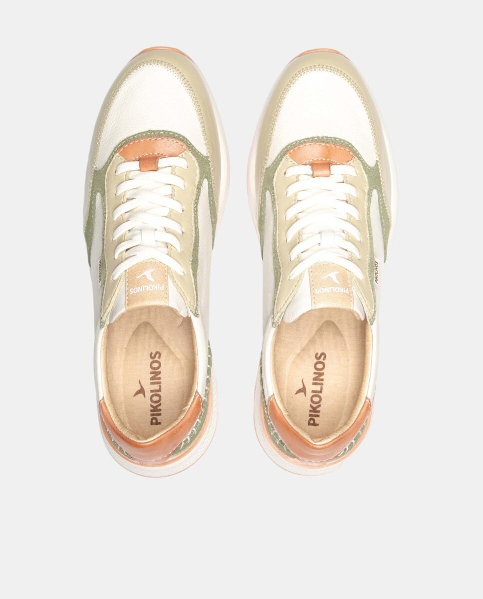 Sapatilhas em Pele - Creme Verde-claro-5