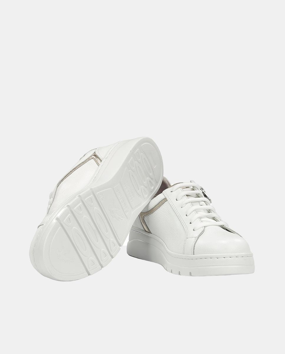 Sapatilhas em Pele com Fecho de Correr Branco-4