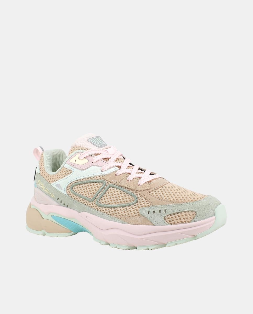 Sapatilhas Invisible Fit em Pele e Tecido com Fecho de Atacadores e Forro Goretex - Bege Natural-2