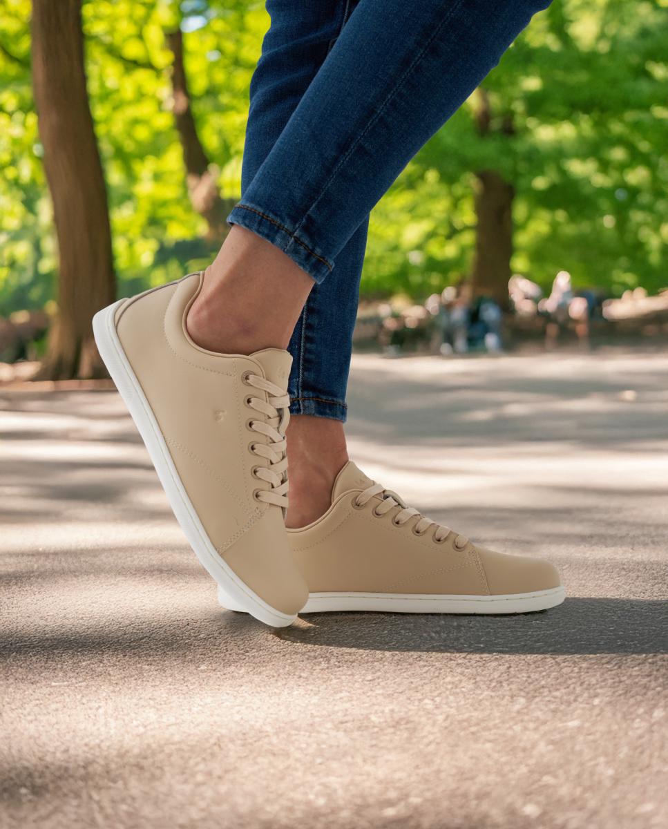 Sapatilhas em Ecopele com Sola Rasa sem Drop Castanho-claro-7