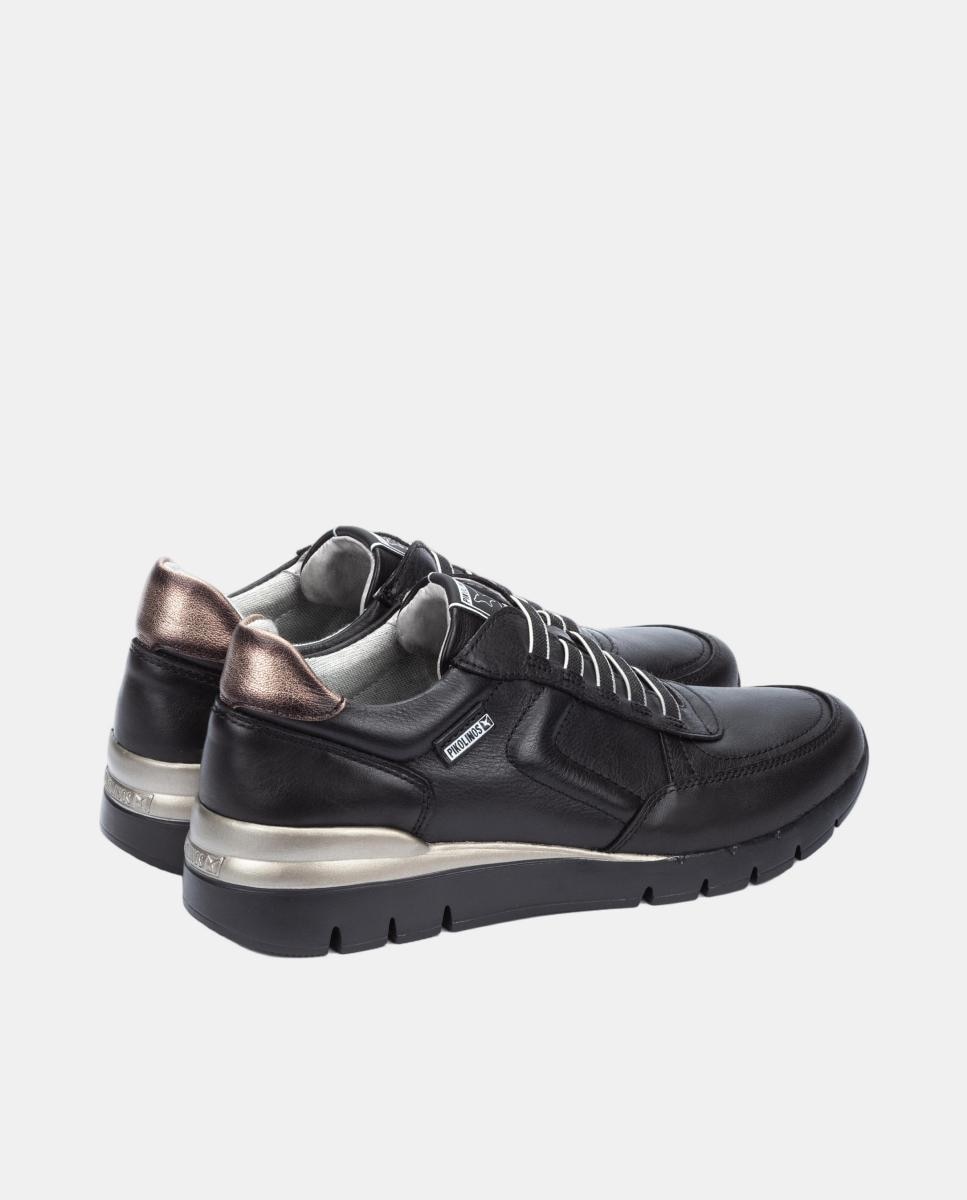 Sapatilhas em Pele com Palmilha Memory Foam e Sola Extra Ligeira Preto-3