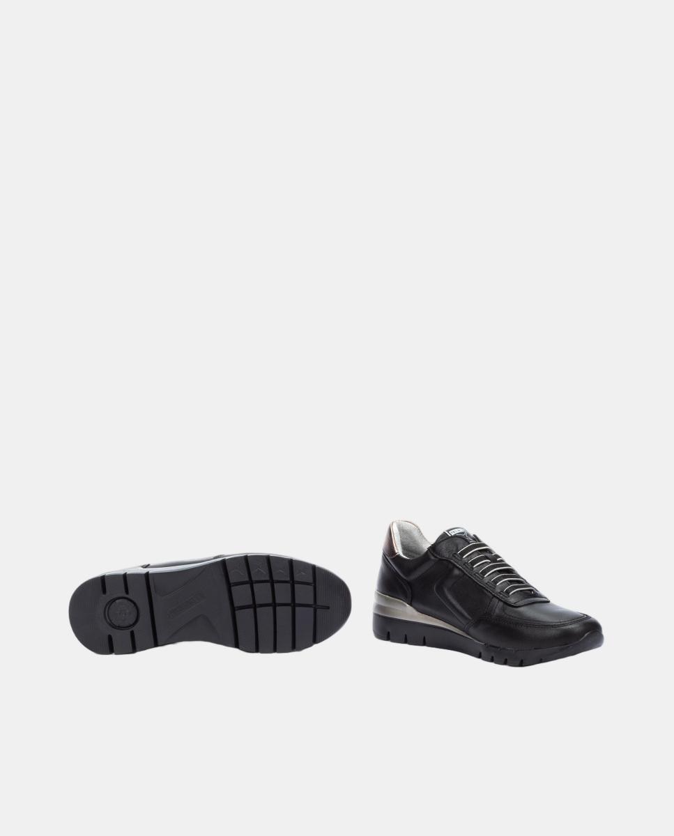 Sapatilhas em Pele com Palmilha Memory Foam e Sola Extra Ligeira Preto-5