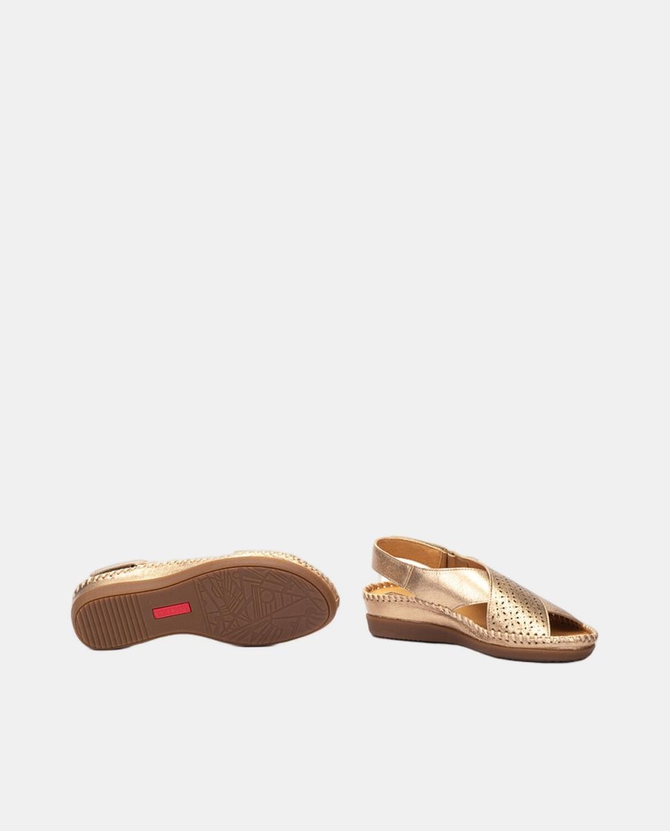 Sandálias de Cunha em Pele - Branco Ouro-5