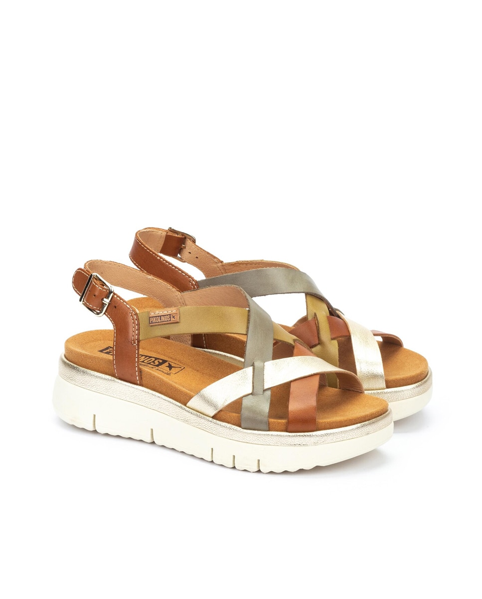 Sandálias Rasas Palma com Fecho de Fivela e em Pele Castanho-2