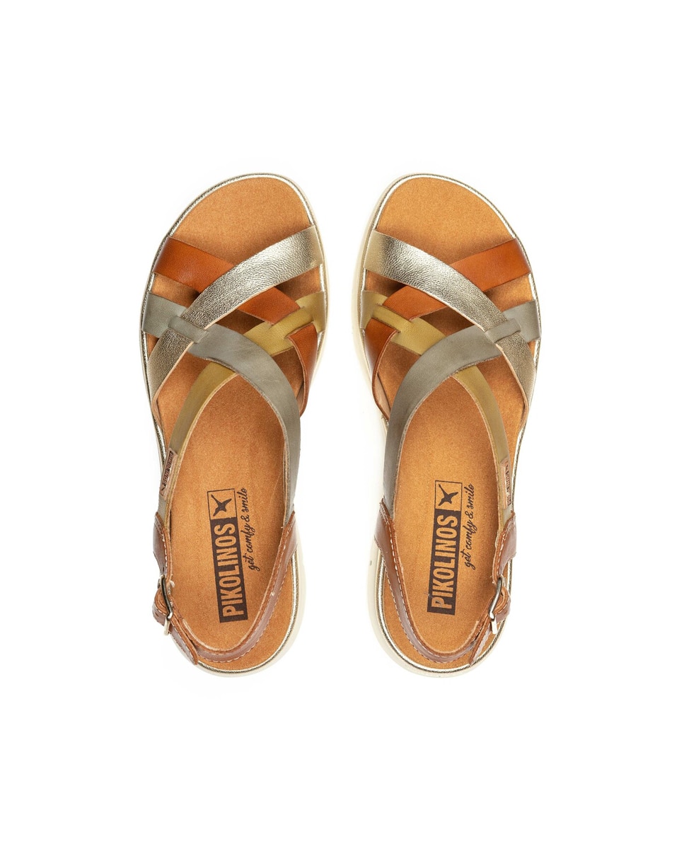 Sandálias Rasas Palma com Fecho de Fivela e em Pele Castanho-3