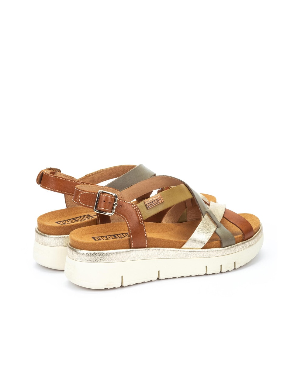 Sandálias Rasas Palma com Fecho de Fivela e em Pele Castanho-5