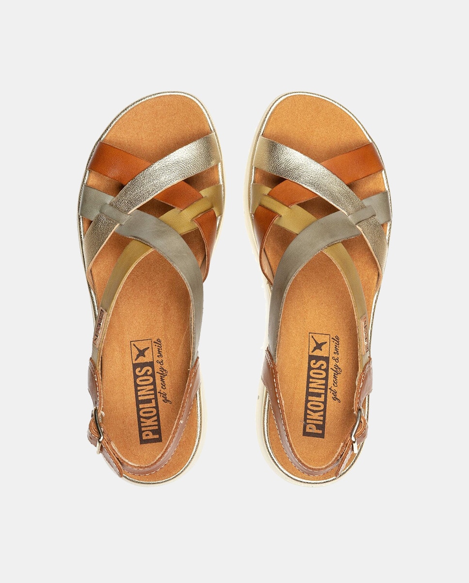 Sandálias Rasas Palma com Fecho de Fivela e em Pele Castanho-7