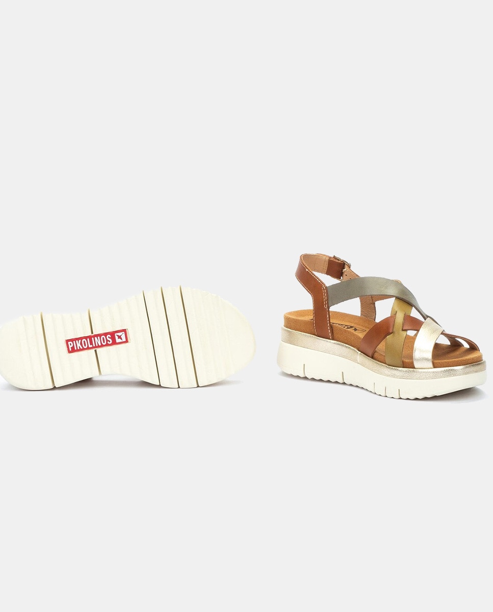 Sandálias Rasas Palma com Fecho de Fivela e em Pele Castanho-8