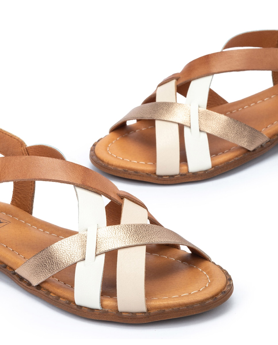 Sandálias Rasas em Pele - Creme Natural-4
