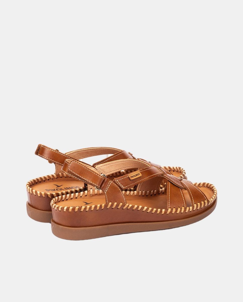 Sandalias cuña de mujer en piel - Pikolinos - Marrón Marrón-3